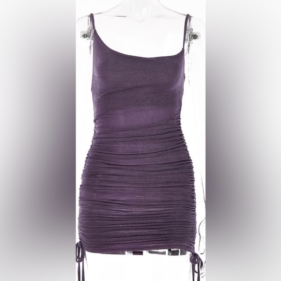 PURPLE RUCHED DRESS NWOT - Picture 3 of 3